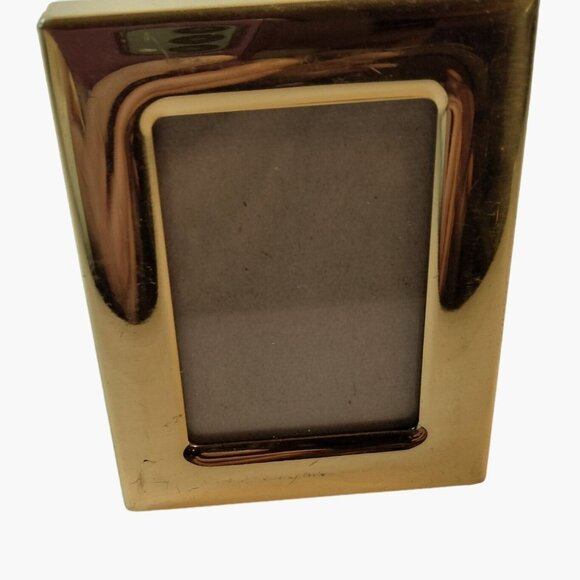 Miniature Gold Tone Metal Photo Frame 2 x 2 inch Picture Stand Desktop - Picture 7 of 7